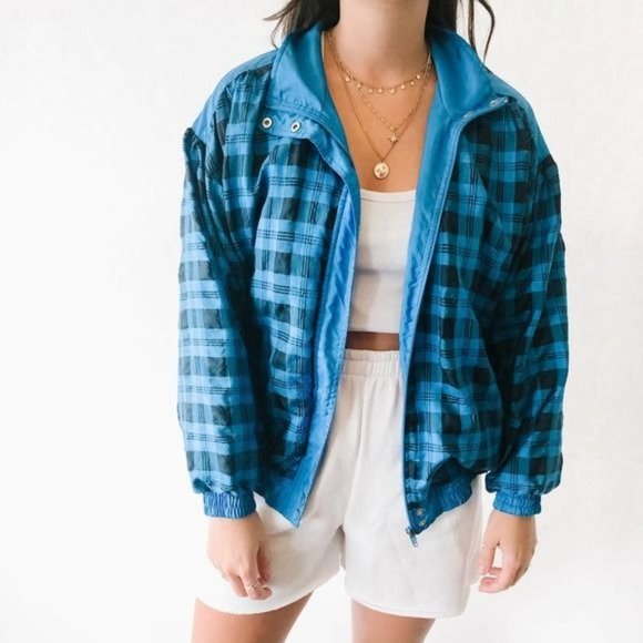 Vintage Lavon Blue Plaid Jacket M - Picture 1 of 7